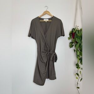 Brochu Walker Linen Wrap Dress in Taupe